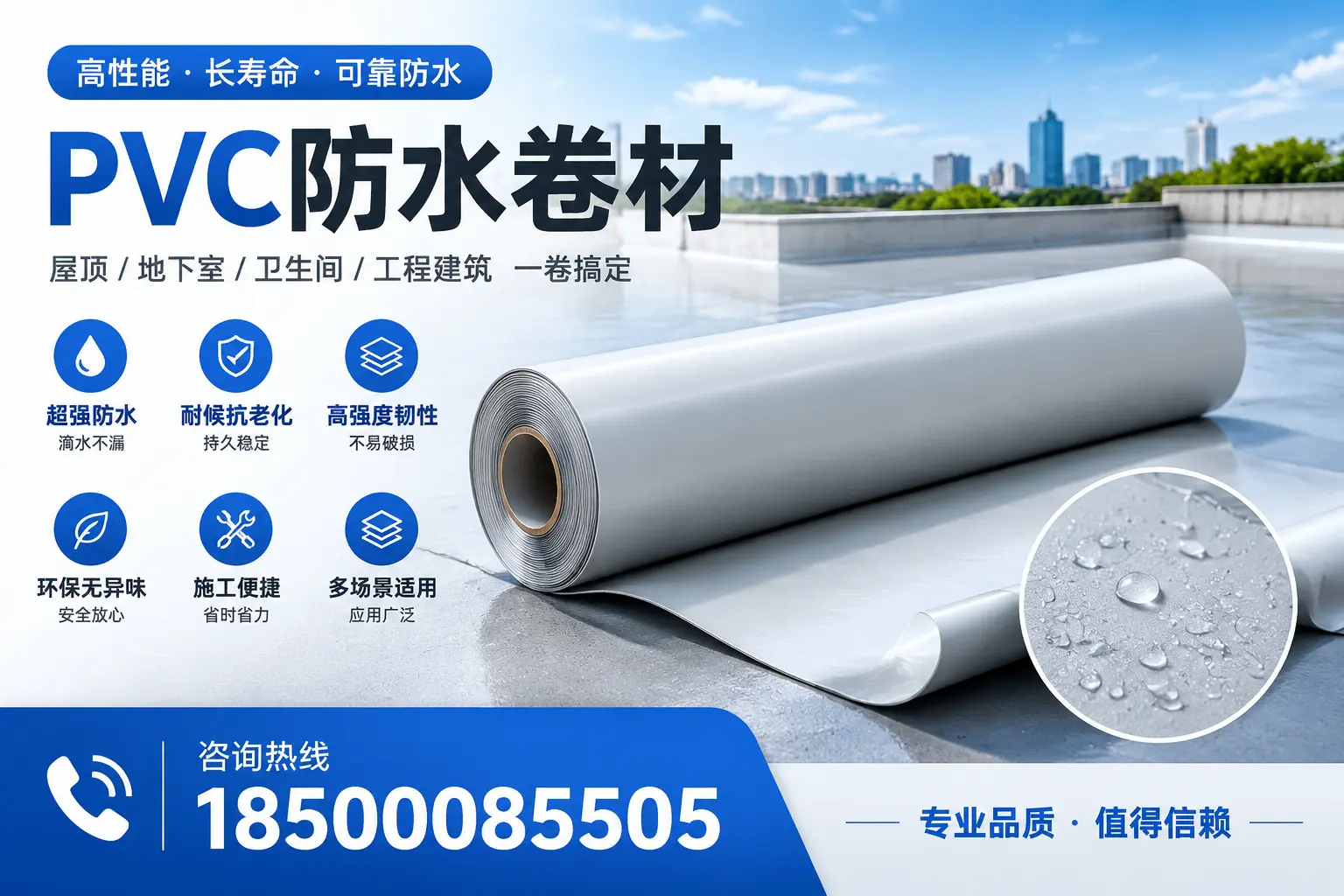 PVC防水卷材的防水效果评测,适合澄迈的科学依据